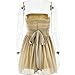 AIBEARTY Women's Sexy Glitter Off Shoulder Mini Dress Shiny Strapless Pleated A Line Dress for Party Club Khaki