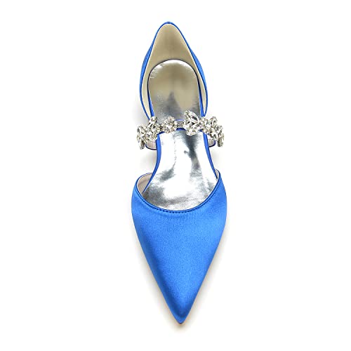 Women's Satin Wedding Flats Pointed Toe Pumps for Bride Rhinestones Bridal Shoes for Women Comfortable Evening Prom Party Dress Pumps4