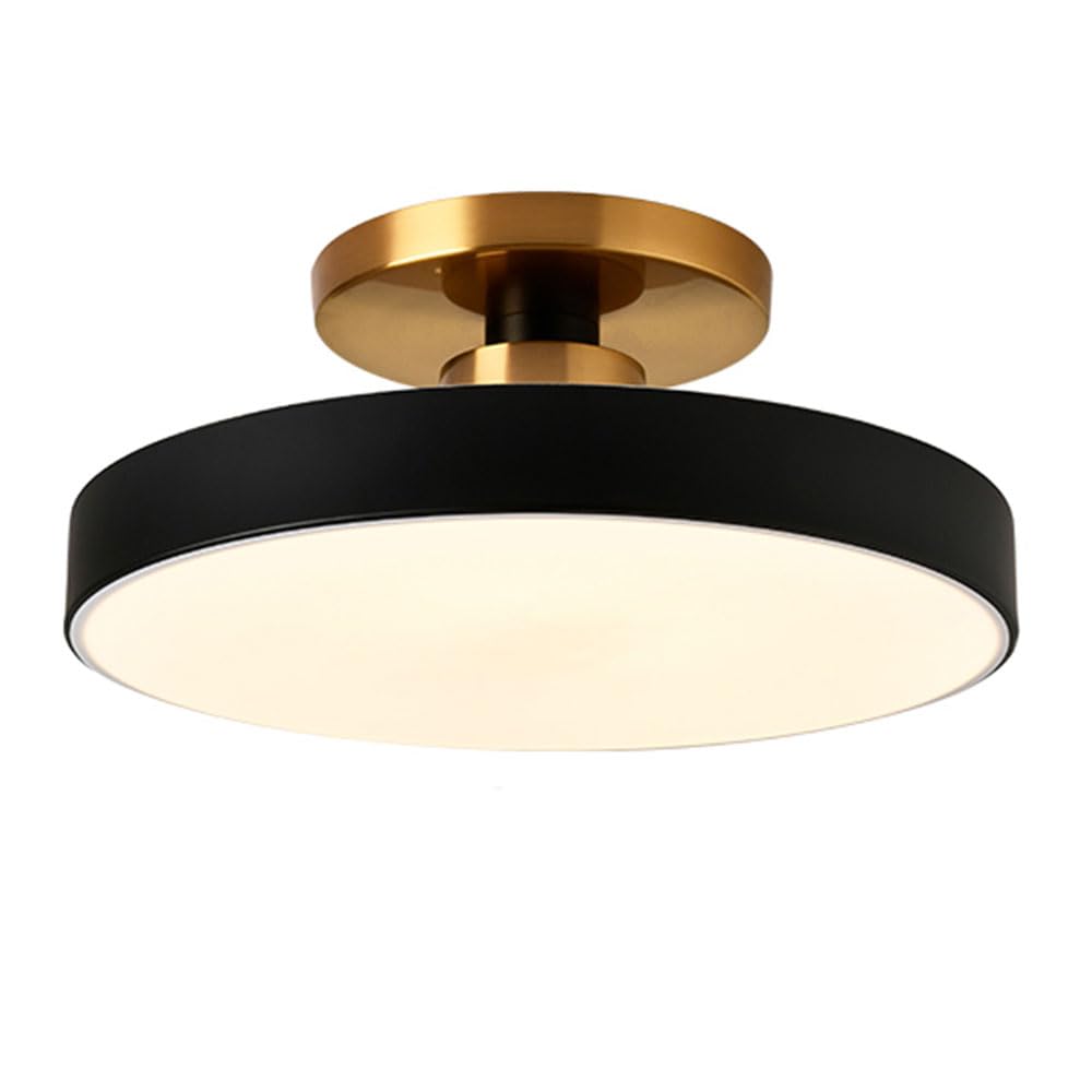 JXYDJH Semi Flush Mount Ceiling Black 36W Bedroom Ceiling Lamps Nordic Style Cloakroom LED Light Fixtures Hardwired - Dimmable Circle Close to Ceiling Lighting for Kitchen, Bathroom, Dining 1-Pack