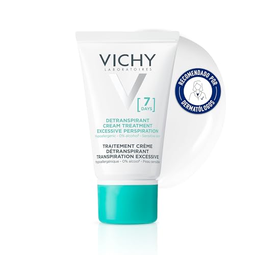 Vichy Crema de Tratamiento Antitranspirante 7 Días, Enriquecida con Sales de Aluminio para Reducir Eficazmente la Producción de Sudor, Apta para Piel sensible