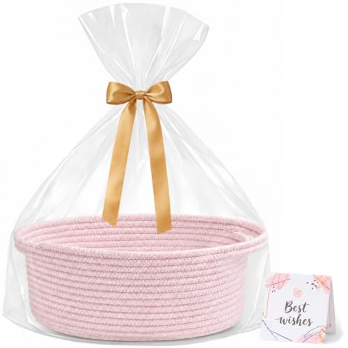 Image of Gift Basket Empty, Small Baby Shower Basket for Gifts, Pink