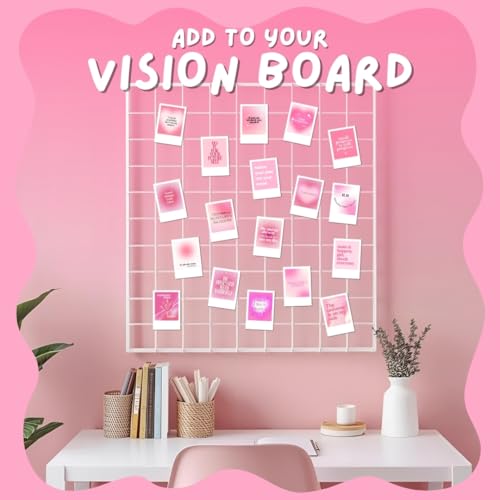 Image of Manifestation Cards (Set of 15) Positive Affirmation Cards Posters (8 x 6 cm) | Vision board Supplies | Feel Good for Wall, Bedroom, Living room | Pink girly aesthetic Posters | Poster for Phone Accessories (C 033)