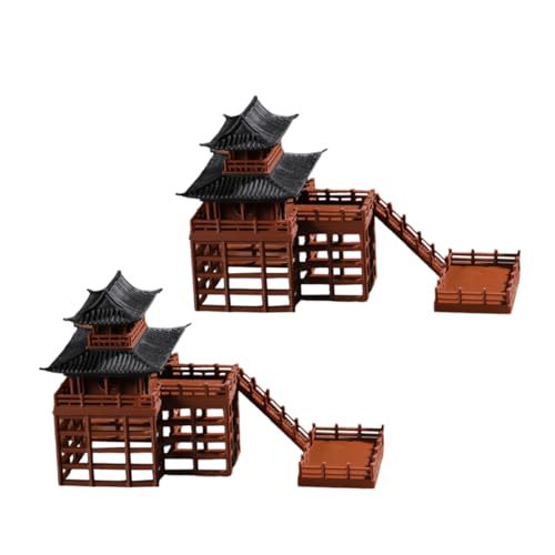 BESTonZON 2piezas Figuras De Jardín Hadas Mini-pabellón Pagoda Decoración Japonesa Accesorios