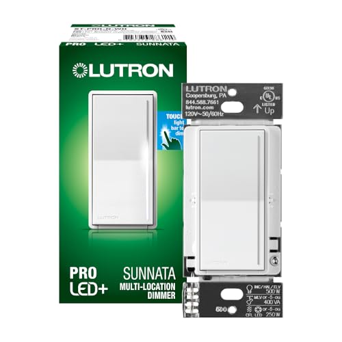 Lutron Sunnata Pro LED+ Touch Dimmer Switch for 500W ELV/MLV 250W LED Single Pole/3-Way Neutral Required ST-PRO-N-WH White