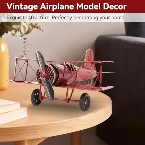 HERCHR Red Model Airplane Aircraft Model 8.4×7.5×3.5in Airplanemodel Vintage Plane Retro Vintage Airplanedecor for Collection Room Decor - Image 3