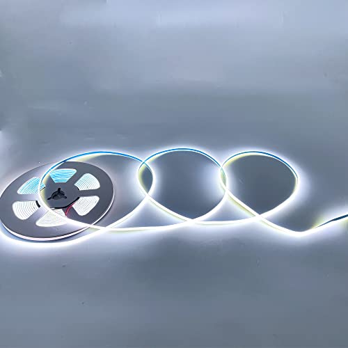 Image of New DC 12V /24V 3MM Thin PCB Premium High Brightness COB LED Strip Flexible High Density Chips CRI 90+ UHB Warm Natural White Light 5M (DC 24V, White Light 6000K)