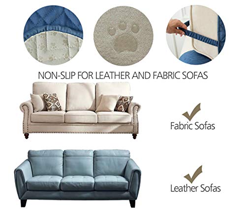 Ameritex Couch Sofa Slipcover 100% Waterproof Nonslip Quilted Furniture Protector Slipcover For Dogs, Children, Pets Sofa Slipcover Machine Washable (Blue, 68") #TOP6