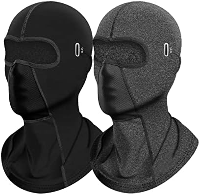 weilaike Cold Weather Balaclava Ski Mask, Water Resistant Windproof Fleece Thermal Face Mask, Moisture Wicking with Performance Soft(Black+Gray)