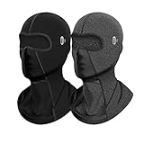 weilaike Pasamontañas de esquí para clima frío, resistente al agua, resistente al viento, máscara térmica de forro polar, absorbe la humedad con rendimiento suave (negro y gris), Negro -, talla única