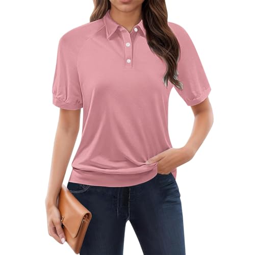 GOKKILRW Womens Polo Shirts 2025 Casual Golf Sports T-Shirts Short Sleeve Lapel Collar V-Neck Summer Tops Work Dressy Blouses3