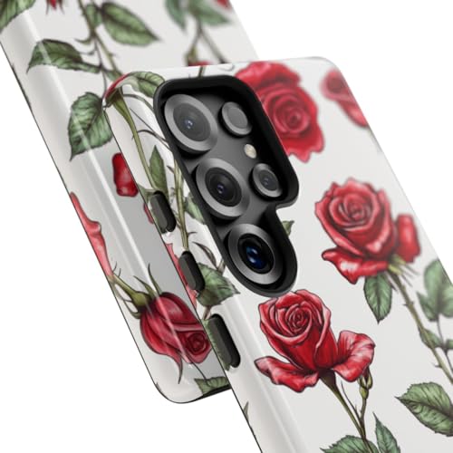 Coque Samsung S25 Ultra motif botanique rose rouge rigide brillante protège votre smartphone
