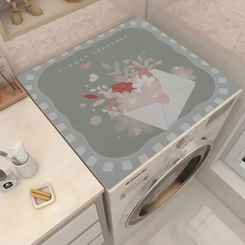 Image of Homecloud Non-Slip Washing Machine Mat - Durable Waterproof Protective Cover for Washer & Dryer, Dust-Resistant Mat Ideal for Laundry Room & Kitchen Appliances | 60x60cm (Grey)