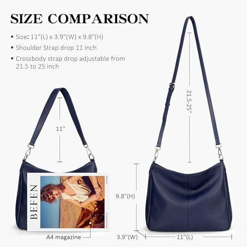 Image of befen Soft Genuine Leather Hobo Bags Purse for Women Crossbody Shoulder Bag