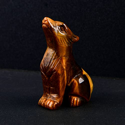 Estatua de Lobo en Piedra Natural 2 pulgadas miniatura 3