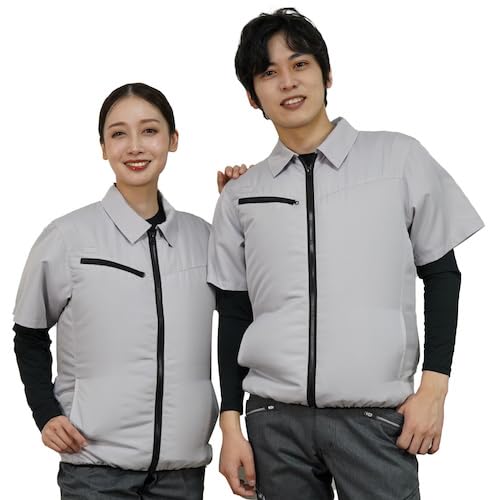 風神マン] 50V 空調作業服半袖 ファンバッテリーセットファン付き