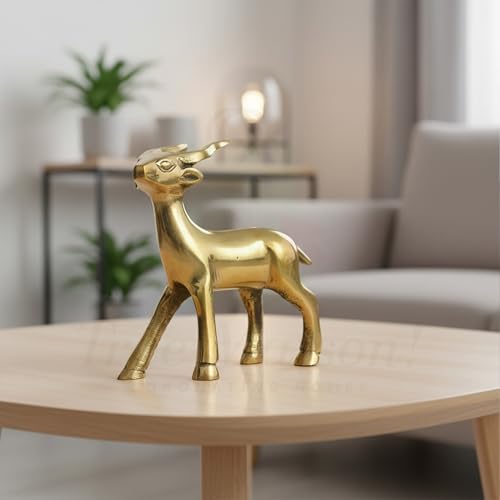 Image of Small Deer Statue | Designer Deer | Weight - 262 G Approx | Vastu Brass Showpeice | Home Decor | Size- 3.5 Inch Approx. | Zonal Placement: West-North-West, West