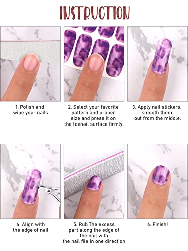 Torokom 24 Sheets Marble Nail Polish Strips Full Wrap Nail Stickers For Women, Self-Adhesive Nail Art Decals Strips With Nail File For Women Girls Manicure Diy Nail Art Decoration #TOP5