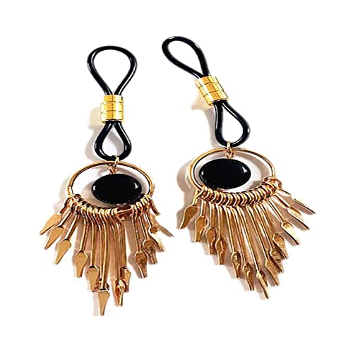 2PCS Adjustable Non-Piercing Nipple Rings for Women - Faux Body Piercing Jewelry, Noose Ring Bar With Pendant, Stainless Steel