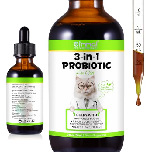 Probiotikum Für Katze 60Ml, Probiotische Tropfen Für Katze, Zur Unterstützung Der Darmgesundheit, Stärkung des Immunsystems, Linderung Von...