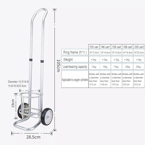 Carrello cilindrico in acciaio inox con altezza regolabile e maniglia per una conservazione sicura in cliniche, case di cura, laboratori e fabbriche