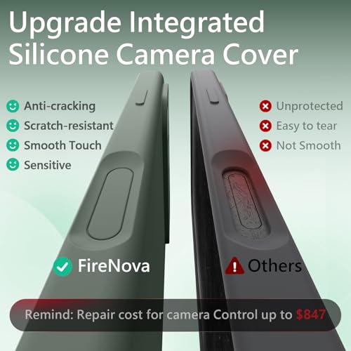 Image of FireNova Magnetic for iPhone 17 Pro Case, Compatible with MagSafe, [Integrated Silicone Camera Control Button] [Camera Protection] Soft Microfiber Lining Phone Case, 6.3 inch, Calke Green