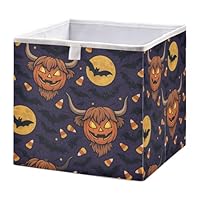 GuoChe Open Home Storage Bins Foldable Fabric Storage Boxes Kids Room Organization Halloween Highland Cow Pattern
