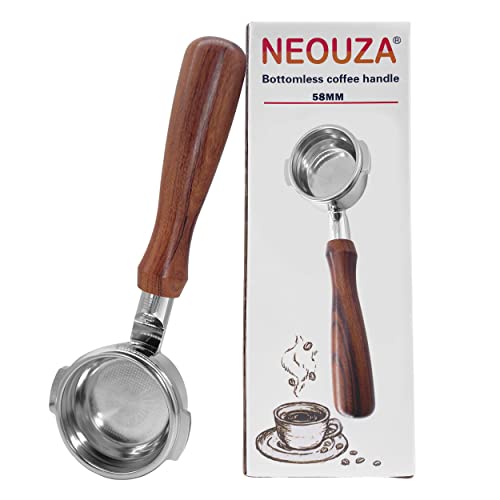 NEOUZA Porta-lápis sem fundo de 58mm para máquina de café expresso compatível com Breville Sage 9 Series304 aço inoxidável duas orelhas com cesto de filtro