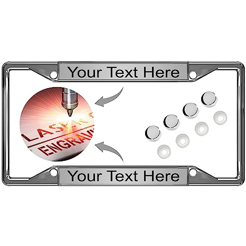 Personalized with Custom Text Design - 4 Hole Chrome Metal Laser ...