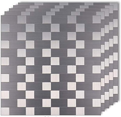 Miniatura 2 de XUANINY Azulejos de metal para salpicaduras de despegar y pegar, adhesivo de pared 3D de mosaico de aluminio autoadhesivo para cocina (cuadrado +