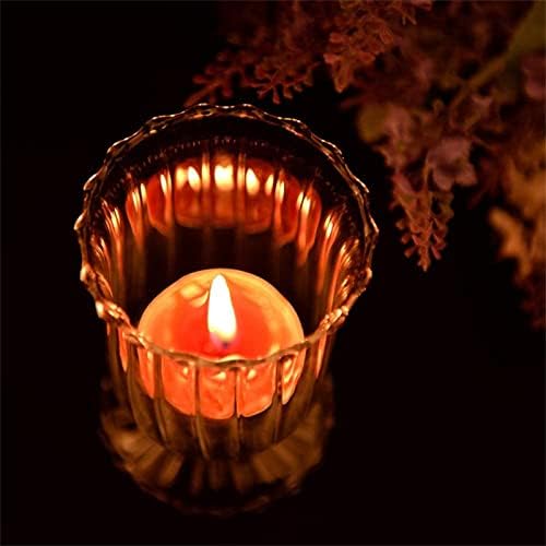Sziqiqi Clear Glass Tea Light Candle Holders, 2Pcs Elegant Candle Holder for Floating Pillar Candles, Cup Shape Candlestick Holders for Wedding Table Centerpiece Dining Rooms Party Christmas
