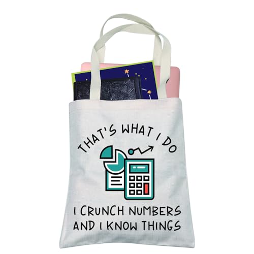 LEVLO Funny Accountant Gift That's What I Do I Crunch Numbers and I know Things Foldable Shopping Bags Calculator Student Graduation Gifts (That's What I Do I Crunch Numbers)