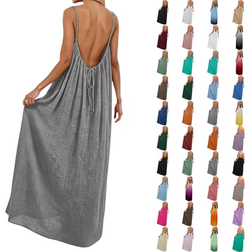 Robe longue femme à bretelles fines et coupe ample casual