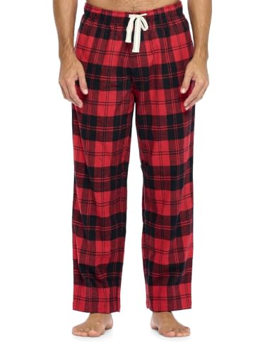 Ashford & Brooks Mens Super Soft Flannel Plaid Pajama Sleep Pants - Red Black Tartan - Small