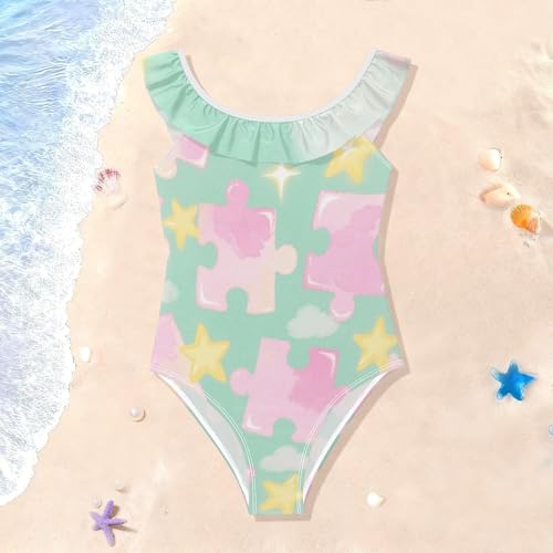 Traje de baño con volantes SyXIOP para niñas de 3 a 6 años en color rosa suave para playa 2
