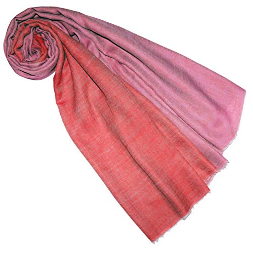 Lorenzo Cana Écharpe réversible tissée bicolore pour femme 100 % cachemire, étole, châle, foulard, pashmina, Rouge rose., Taille Unique