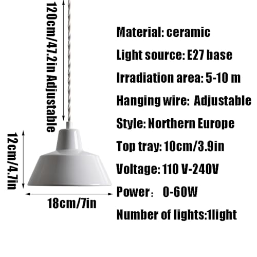 Suspension céramique E27 HAIDU lustre minimaliste chambre - 7