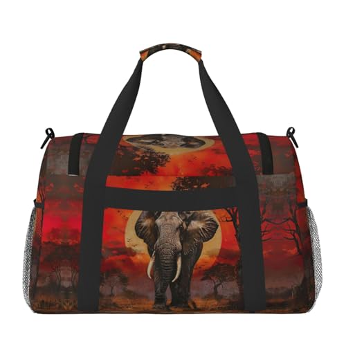 Elephant Sunset Foldable Travel Duffel Bag Tote Carry On Luggage Bag For Weekend Getaways, For Spontaneous Trips2
