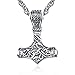 Collana Viking Thor's Hammer Talisman Wolf in argento Sterling 925, stile nordico, vintage vichingo Vegvisir Mjolnir Odin Bussola Amuleto con ciondolo in acciaio inox, 55 cm, Argento sterling
