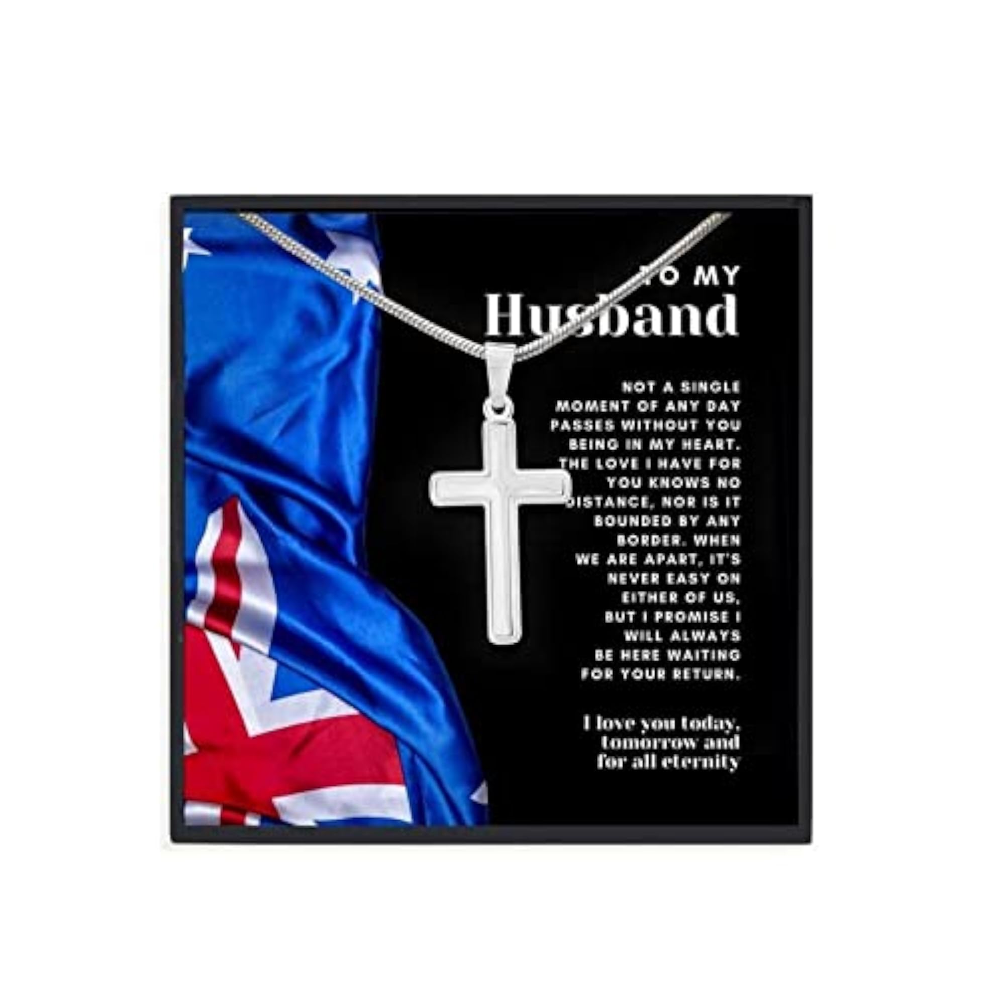 Men's 925 Sterling Silver Cross Necklace, Australian Flag Gift
