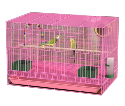 zornik 鳥かご、組み立て式鳥小屋、掃除が簡単、セキセイインコ、文鳥、小型・中型鳥、インコ、大型ケージ、ステンレス製ケージに適しています (50*33*33cm,ピンク)