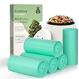 Small Compostable Trash Bags 1.6 Gallon Trash Bags, EcoSilva 125 Count 1.6-2 Gallon Small Compost Bags for Countertop Bin, Compostable Food Scrap Bags Waste Basket Liners for Bathroom Kitchen Office