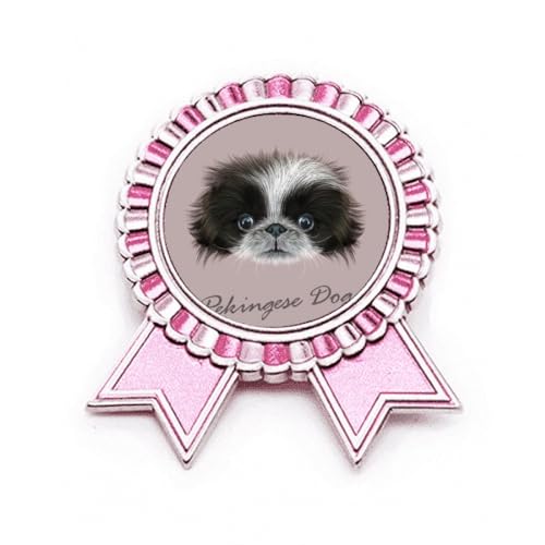 Broche chien pékinois noir et blanc en métal taille M pour customiser vos vêtements