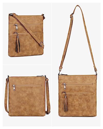 Image of MASINTOR Crossbody Purses for Women, Multi Pocket Casual Crossbody Bag, Adjustable Strap Shoulder Bag with Tassel