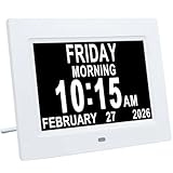 TSITSC 7 Inch Dementia Clock Extra Large Day and Date Time Clocks Gifts for Seniors Elderly Impaired Vision Memory Loss 12 Alarm Reminders + Auto-Dimming