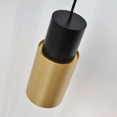 Vista 9 de DUHU Lámpara Colgante Dorada, Luz Moderna Negra para Isla de Cocina, Lámpara Colgante de Madera Vintage, Altura Ajustable, Accesorio de Lámpara