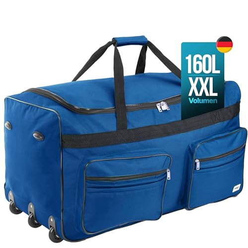MONZANA® Reisetasche mit Rollen 160L Trolley Funktion Teleskopgriff 85x43x44cm Standfüße Groß XXL Weichgepäck Reisegepäck Gepäcktasche Duffle Bag