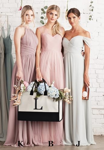 Image of GASSDA Initial Canvas Tote Bag Birthdays Gift for Women Mom Teacher Friend Bridesmaid,Custom for Wedding Beach Holidays