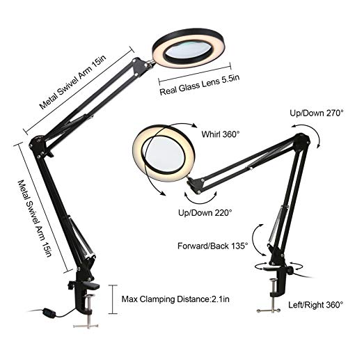 Loupe avec lampe à clip LED x8 luminosité variable via USB - 6
