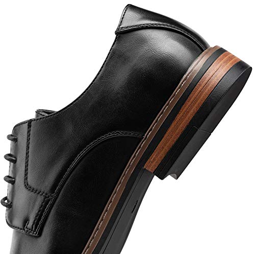 VEPOSE Men's Cap Toe Oxford Business Formal Lace Dress Shoes(10.5,Black) - Thumbnail 4