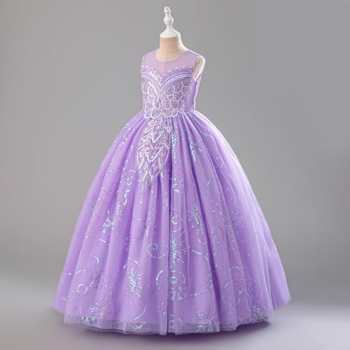Robe De Demoiselle D'honneur Fille En Tulle à Paillettes - Sans Manches, Multi-couches, Pour Mariage Robe Cérémonie Bal Fille